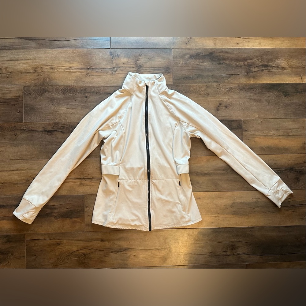 Fabletics Trinity Performance Jacket Cream Zip At… - image 5